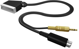AV-Connections første produkt. S-Video og MiniJack til Scart kabel fra Computer til TV