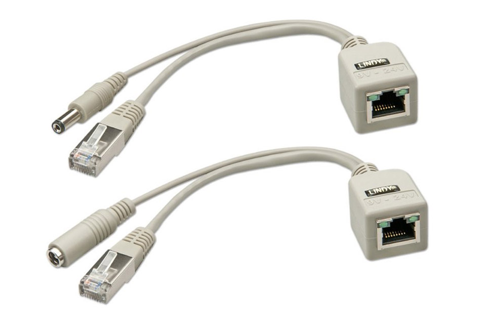 zdyCGTime Passive PoE Injector and PoE Splitter Kit with RJ45 Ethernet and  Power Via DC 5.5x2.1 mm F/M Adaptor Connector（White 4 Pairs