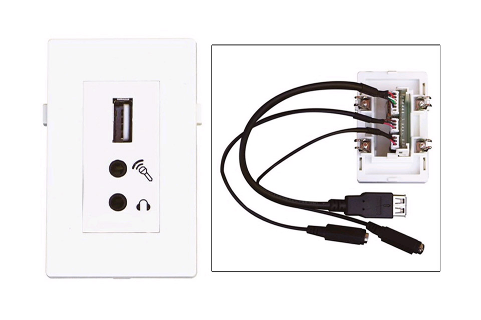 USB A + dual Minijack wall outlet for LK FUGA® (USB 2.0)
