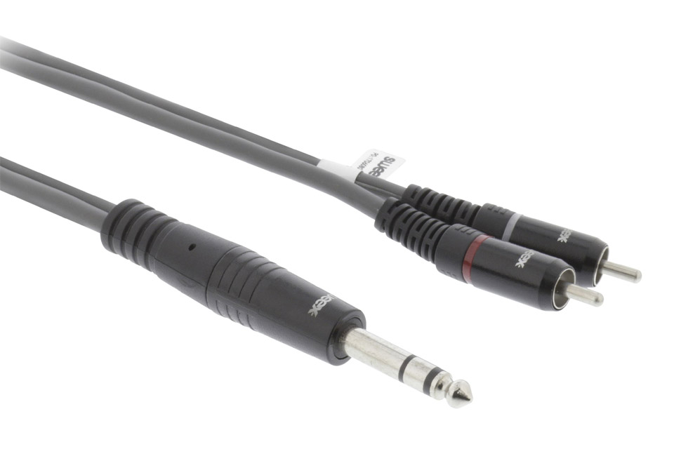 Stereo Jack to RCA cable (1x 6.35 mm Jack - 2x RCA)