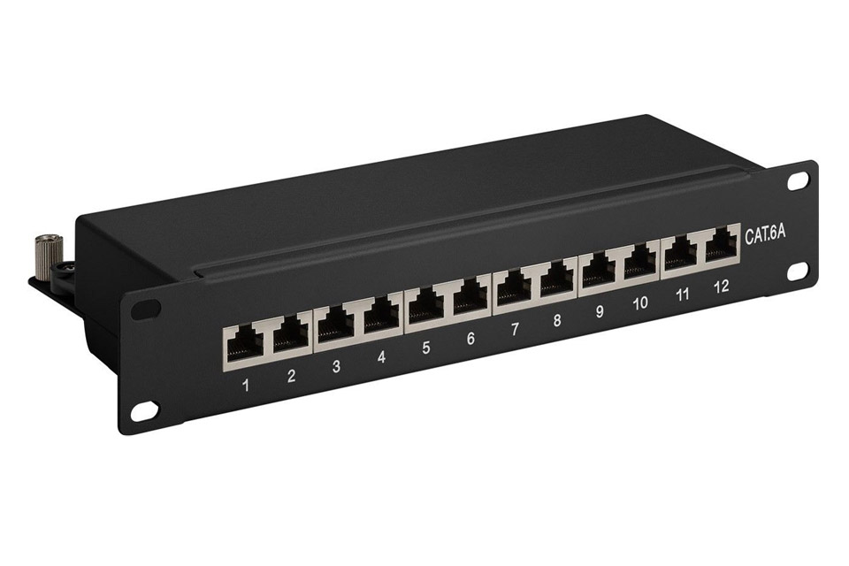 CAT 6a shielded patch panel, 12 port
