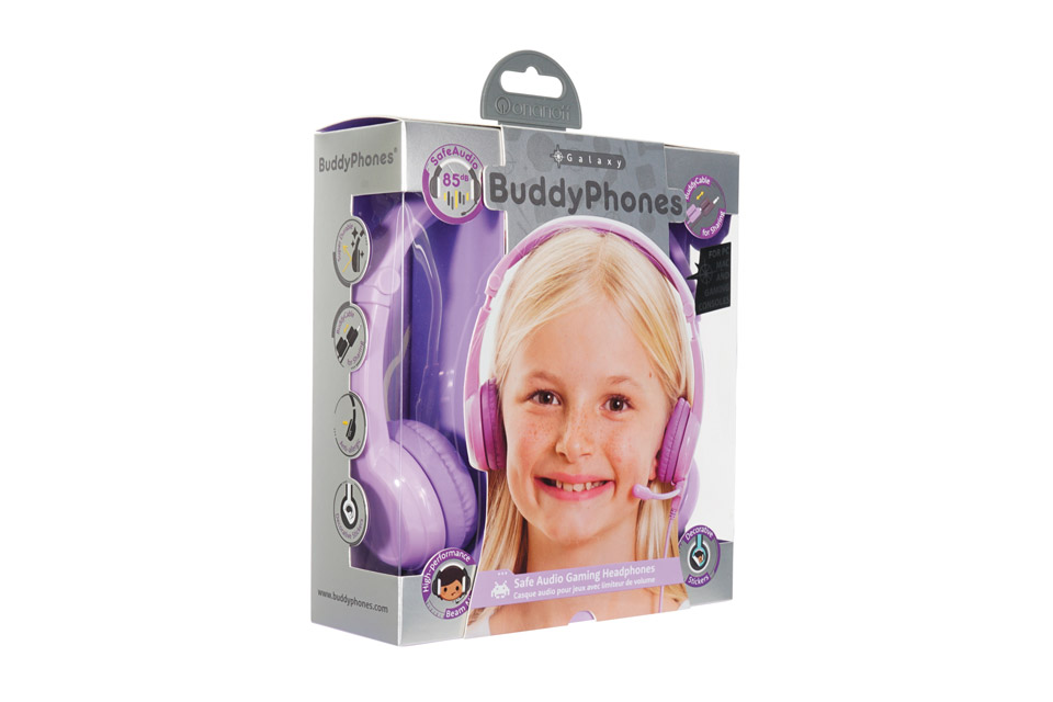 Buddy Phones Galaxy Gaming headphones, purple