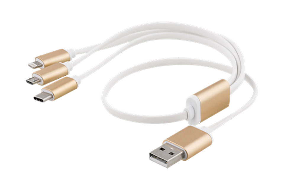 Hi-Speed ladekabel (USB A – Lightning, USB-C, micro-USB)
