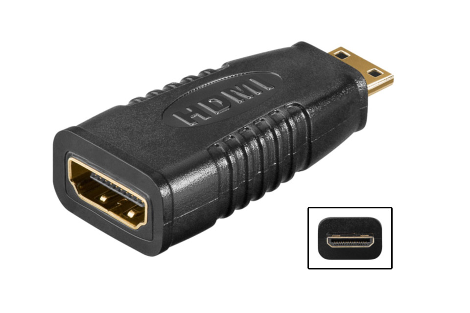 HDMI to Mini-HDMI converter (HDMI type A female to type C male)