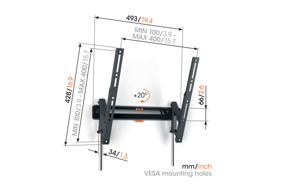 Vogels TVM 3415 Comfort tilt wall mount (max. VESA 400x400)