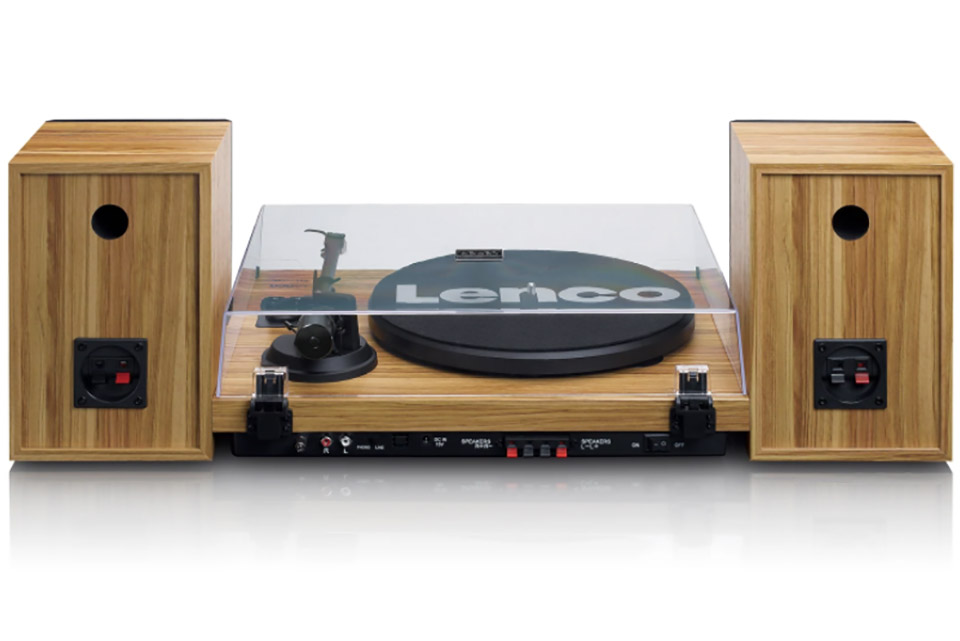 Lenco LS-500 turntable with separate speakers (30 Watt) -  Wood back