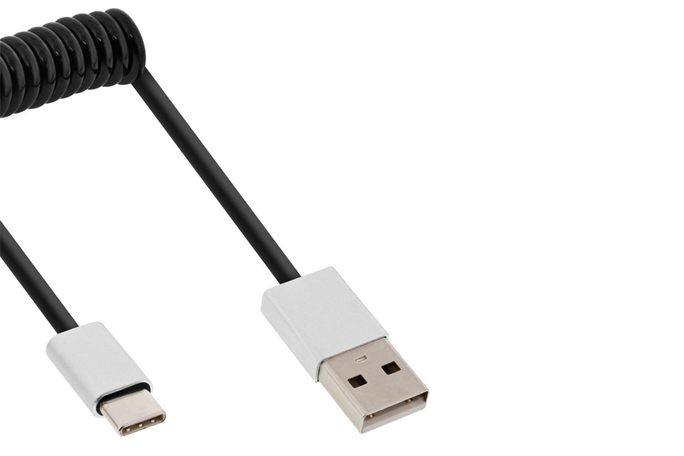 USB 2.0 USB-A til USB-C med spiralkabel