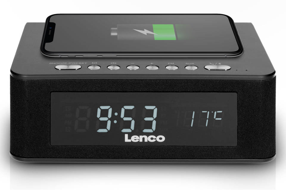 Lenco CR-580BK alarm clock with FM, Bluetooth and Qi - Charger