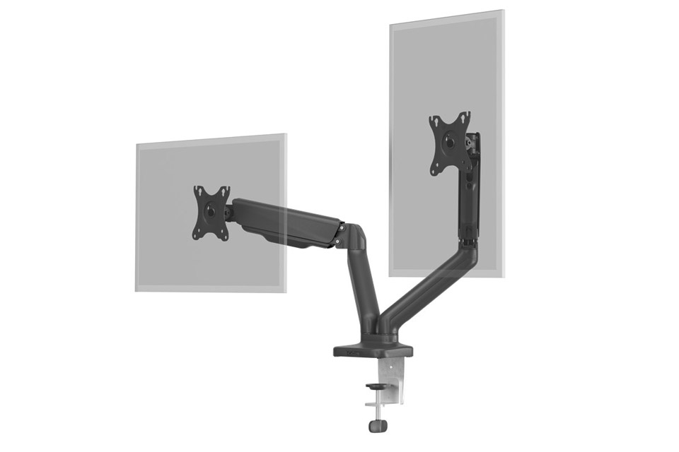 Double monitor mount with gas spring