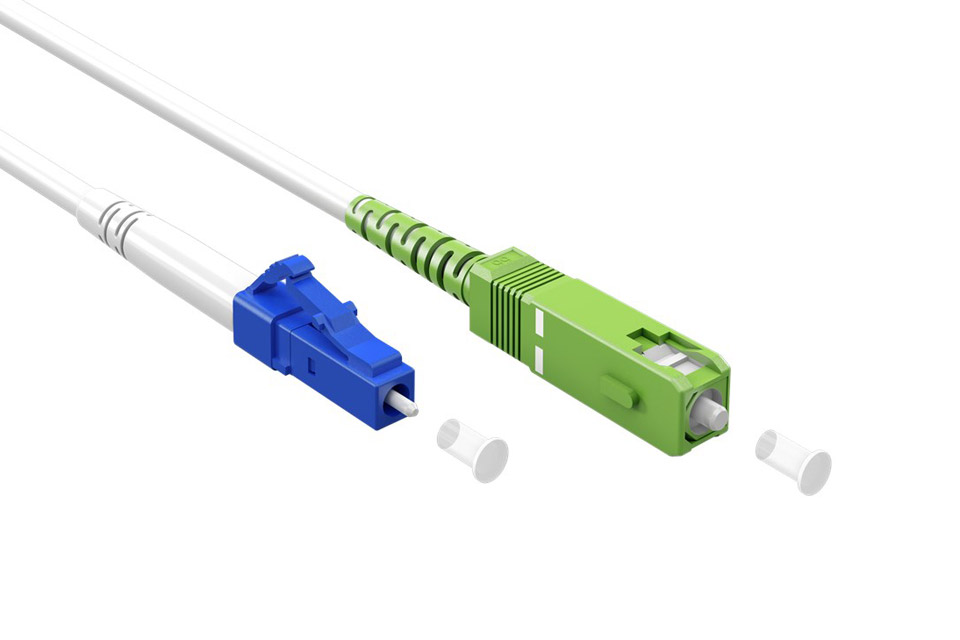 LC to SC simplex fibre optic cable (OM2), white