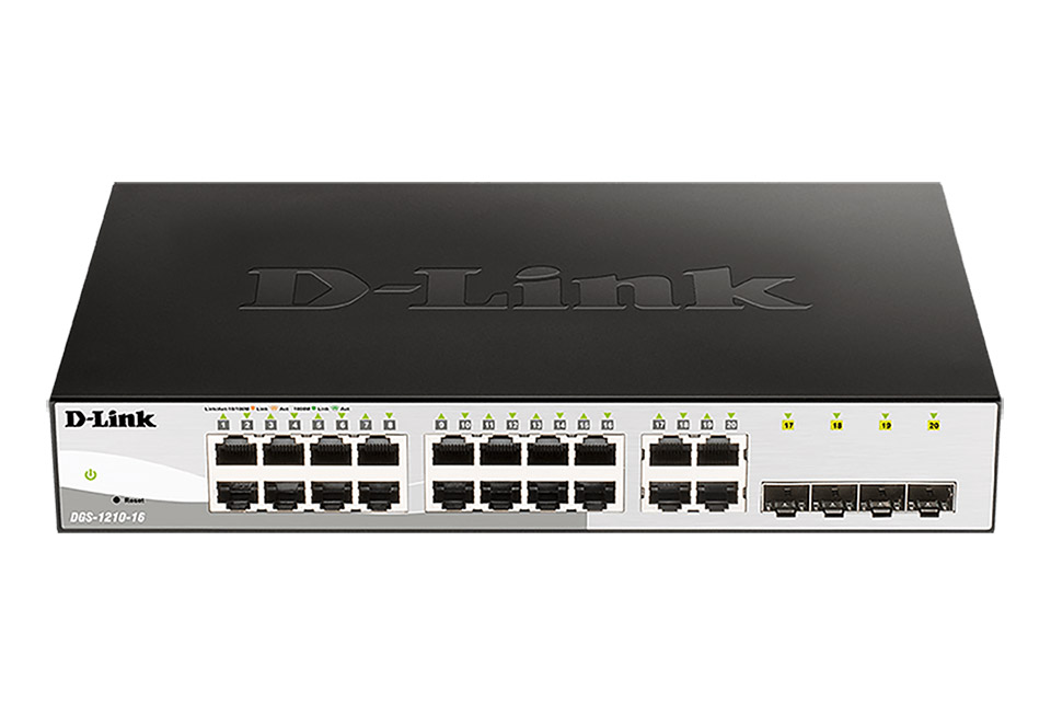 D-Link DGS-1210-16/E Network Gigabit Switch, 16 Port(RJ45), 4 Port (SFP)