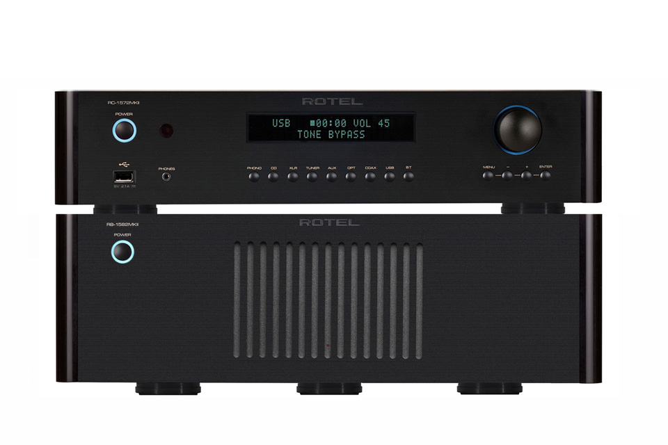 Rotel RC-1572MKII & RB-1582 stereo system, Alu black