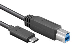 USB-B til USB-C kabel