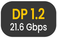 Displayport 1.2 – High Speed (HBR2 op til 21,6 Gbit/s)